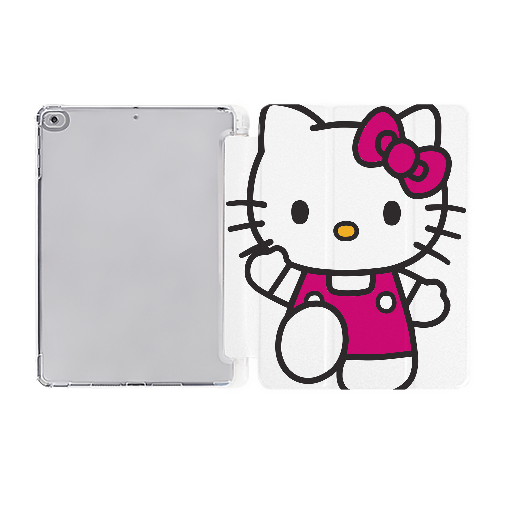 （画像用） Hello Kitty ハローキティ IPad ケース ペン収納付き 三つ折りスタンド PUレザー×シリコン 対応機種9.5/10.5/10.9インチ